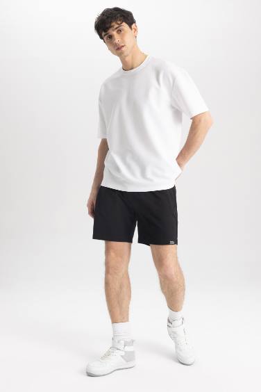 Regular Fit Thin Sweatshirt Fabric Regular Hem Shorts