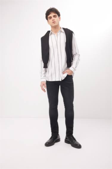 қалыпты пішім жолақ Ұзын жеңді көйлек