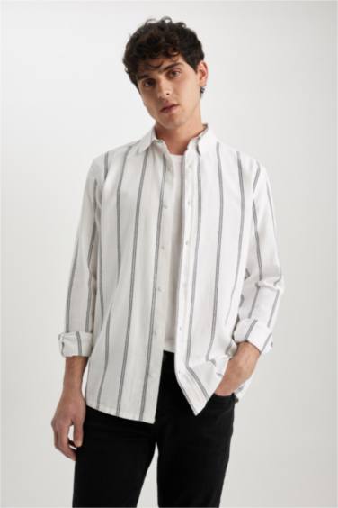 қалыпты пішім жолақ Ұзын жеңді көйлек