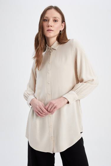 Regular Fit Shirt Collar Long Sleeve Tunic