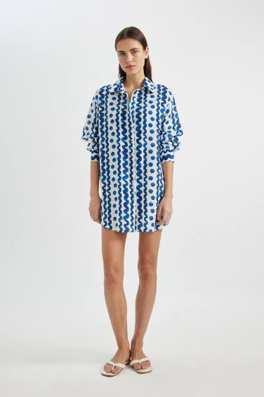 Patterned Poplin Beach Shirt