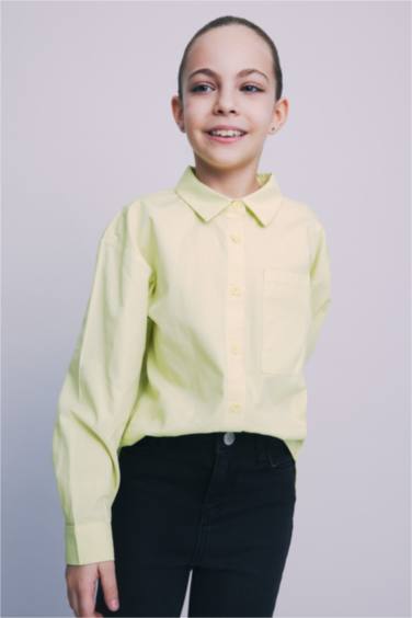 Рубашка оверсайз с длинным рукавом для девочек