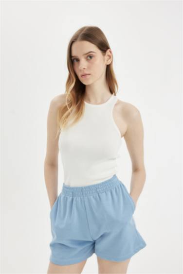 Regular Fit Thick Sweatshirt Fabric Regular Hem Shorts