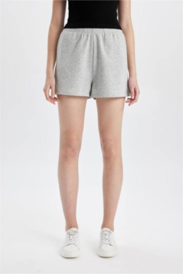 Regular Fit Thick Sweatshirt Fabric Regular Hem Shorts