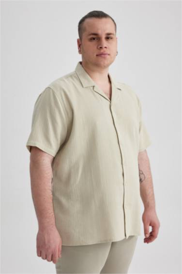 Regular Fit High Collar Short Sleeve Shirt