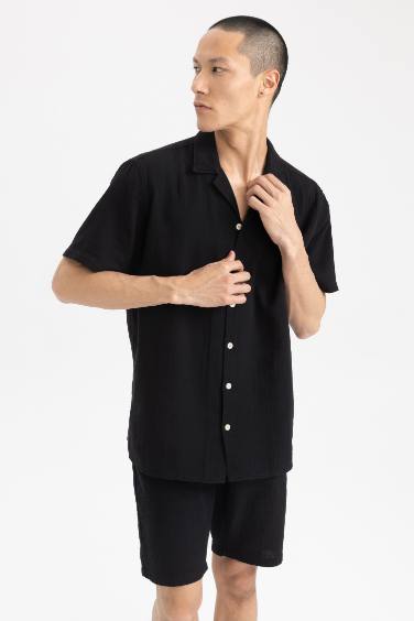 Chemise en lin à manches courtes pour Homme