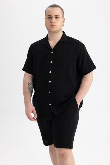 Regular Fit High Collar Short Sleeve Shirt