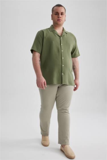 Regular Fit High Collar Short Sleeve Shirt