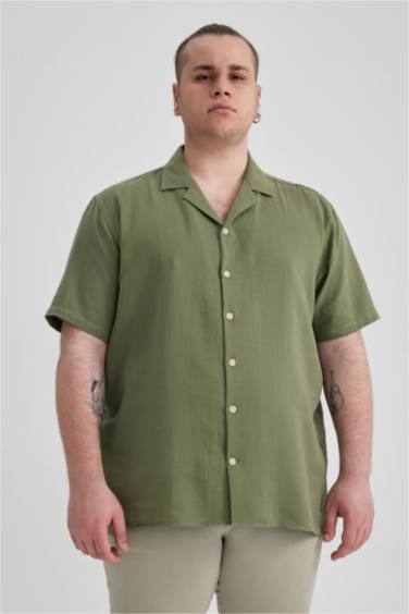 Regular Fit High Collar Short Sleeve Shirt