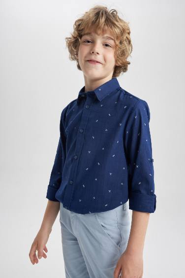 Boy Regular Fit Polo Neck Long Sleeve Shirt