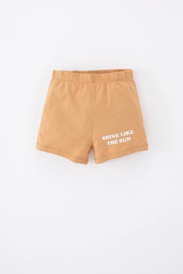 Baby Boy Regular Fit Slogan Printed Shorts