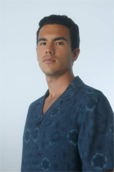 Regular Fit Apache Neck Viscose Printed Short Sleeve Shirt