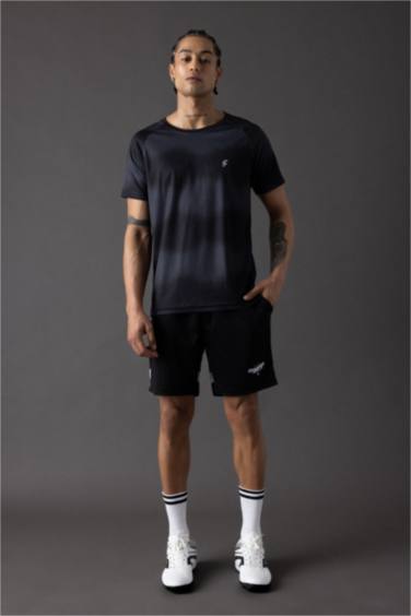 تيشيرت نص ردن رياضي محبوك سليم فيت من DeFactoFit