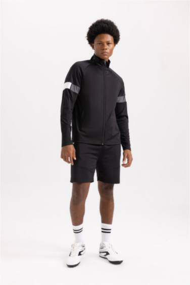 Slim Fit Scuba Fabric Zippered Sweatshirt