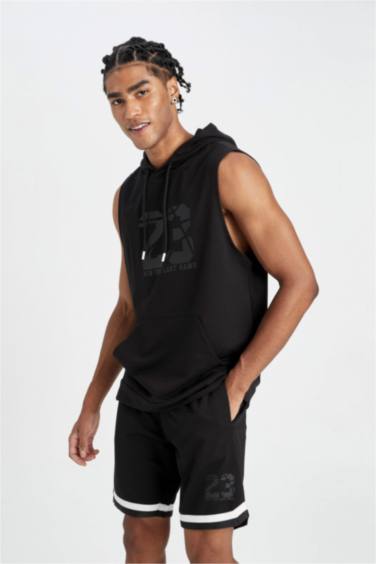 DeFactoFit Standard Fit Printed Hooded Tank Top