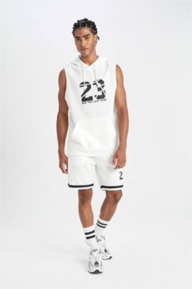 DeFactoFit Standard Fit Number Patterned Hooded Tank Top