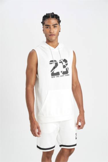 DeFactoFit Standard Fit Number Patterned Hooded Tank Top