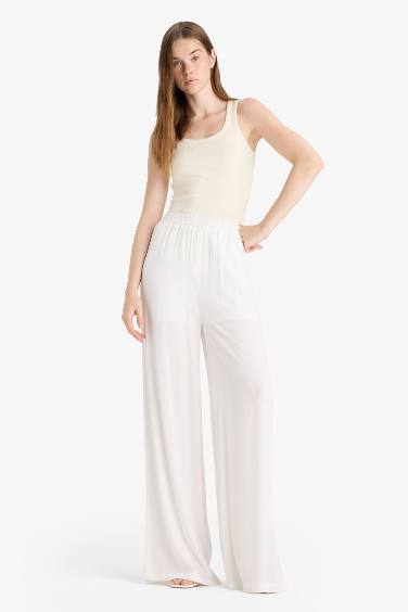 Wide Leg With Pockets Crinkle Viscose Trousers