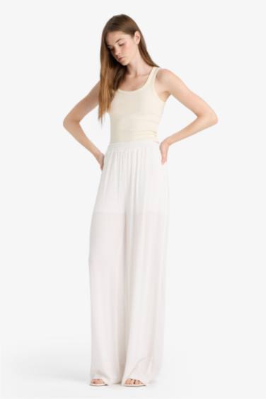 Wide Leg With Pockets Crinkle Viscose Trousers