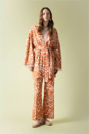 Palazzo Printed Linen Blended Trousers