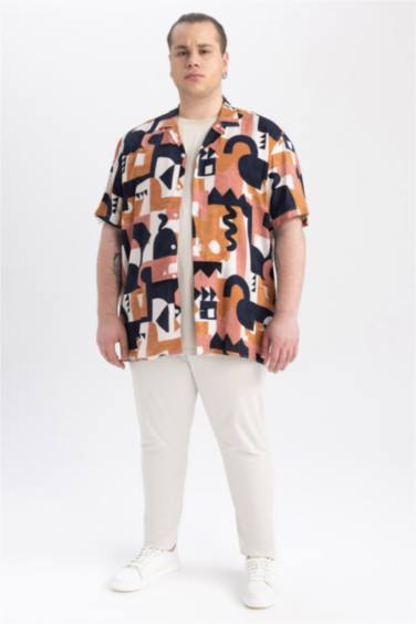 Regular Fit High Collar Short Sleeve Shirt