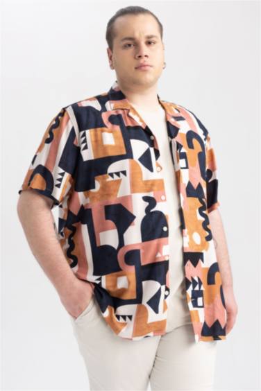 Regular Fit High Collar Short Sleeve Shirt