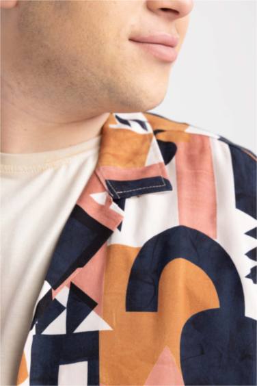 Regular Fit High Collar Short Sleeve Shirt