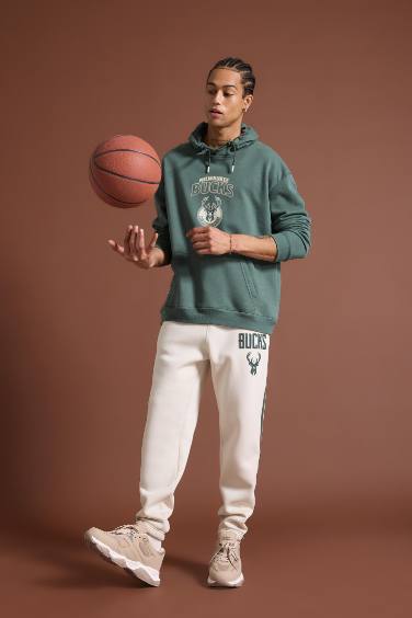 DeFactoFit NBA Milwaukee Bucks Standart Fit Cepli Kalın Jogger Eşofman Altı