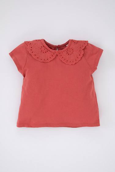 Baby Girl Regular Fit Big Collar Short Sleeved T-Shirt