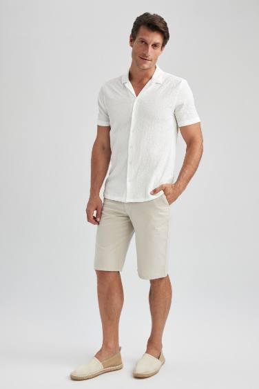 Regular Fit Linen Blended Bermuda