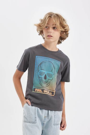 Boy Crew Neck Gradient Printed Short Sleeve T-Shirt