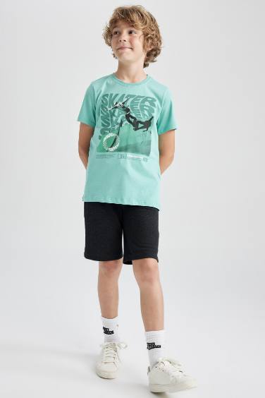 Boy Printed Short Sleeve T-Shirt Shorts 2-Pack Set