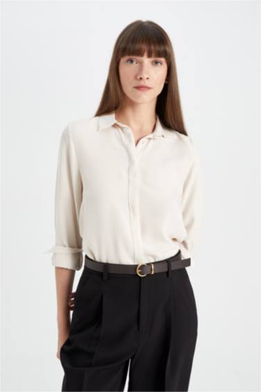 Regular Fit Basic Düz Uzun Kollu Gömlek