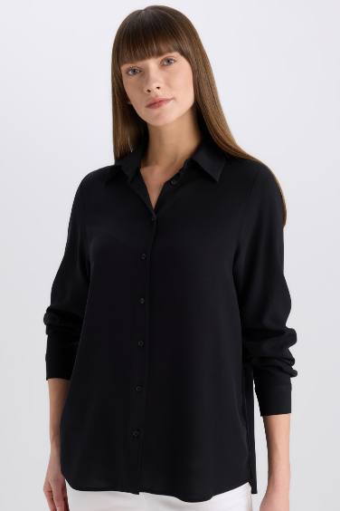 Chemise basique à manches longues Coupe régulière