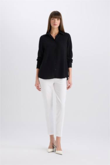 قميص ردن طويل قصة عادية بياقة قميص