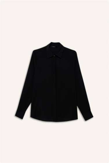 Regular Fit Basic Düz Uzun Kollu Gömlek