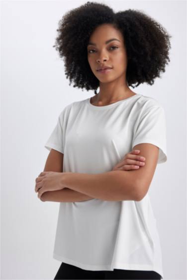 T-Shirt de sport À Manches Courtes Coupe Comfort Col Ras Du Cou de Defacto Fit