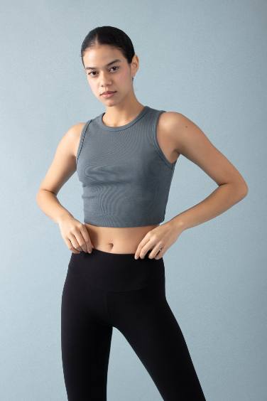 Slim Fit Ribbed Sports Crop Top