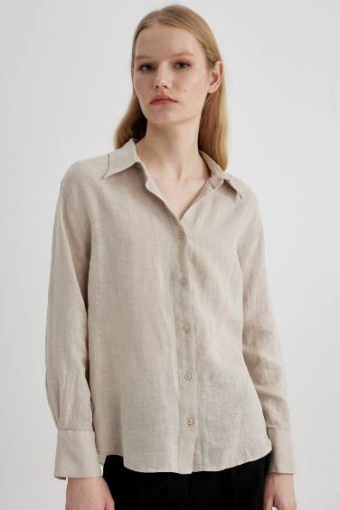 Chemise longue Oversize à manches longues 100% lin