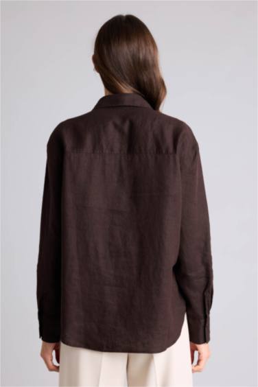 Oversıze %100 Keten Gömlek - Görsel 5