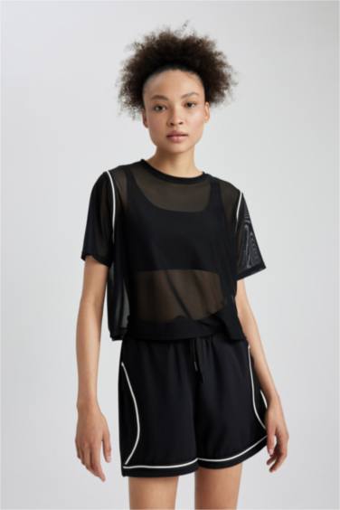 DeFactoFit Crop Sports Short Sleeve T-Shirt