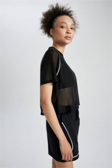 DeFactoFit Crop Sports Short Sleeve T-Shirt