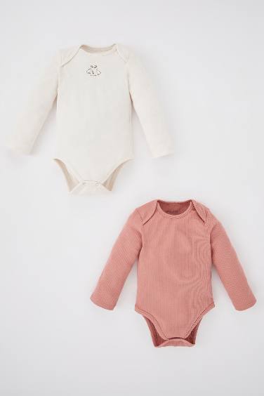 Baby Girl Crew Neck Rabbit Corduroy Camisole 2-Piece Long Sleeve Snap Fastener Body