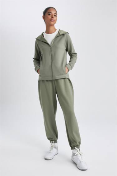 بنطلون جوجر اوفر سايز قماش سكوبا بجيب مزدوج من DefactoFit