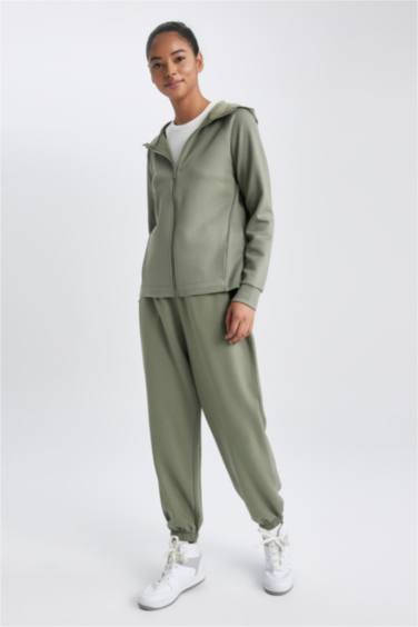 بنطلون جوجر اوفر سايز قماش سكوبا بجيب مزدوج من DefactoFit