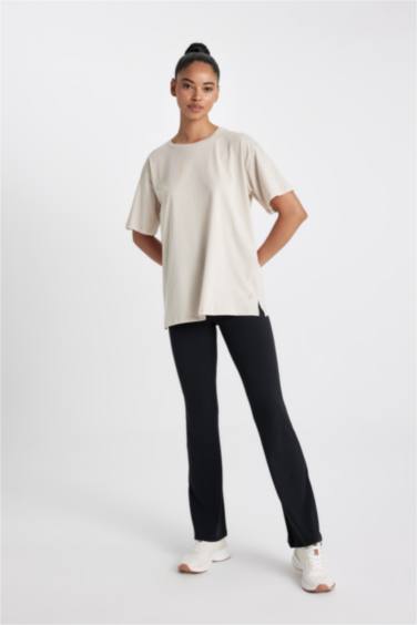 DeFactoFit Oversize Crew Neck Printed Sports T-Shirt