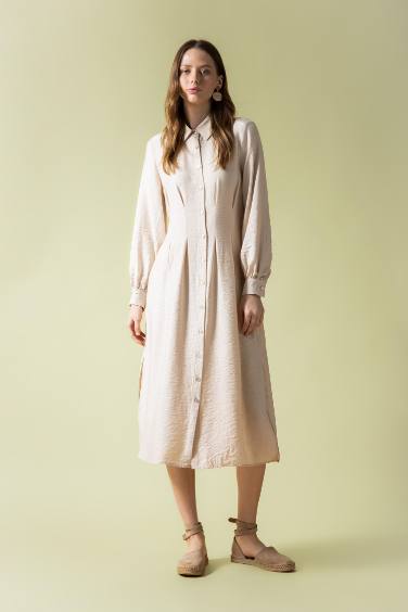 Shirt Collar Long Sleeve Dress