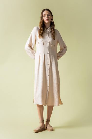 Shirt Collar Long Sleeve Dress