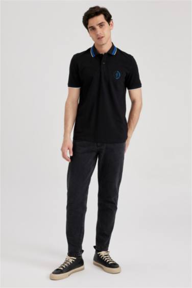 Regular Fit Polo Collar Printed Pique Polo T-Shirt