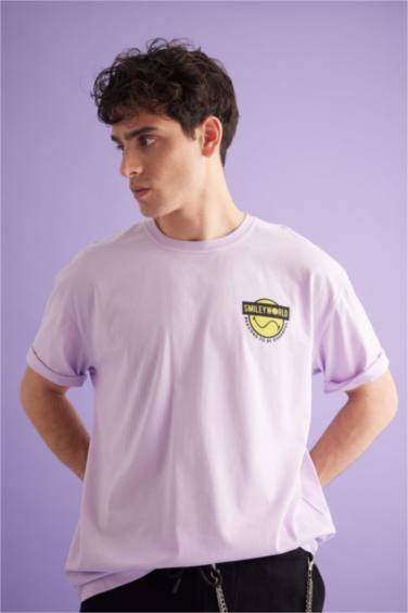 SmileyWorld Licensed Oversize Fit Crew Neck Printed T-Shirt